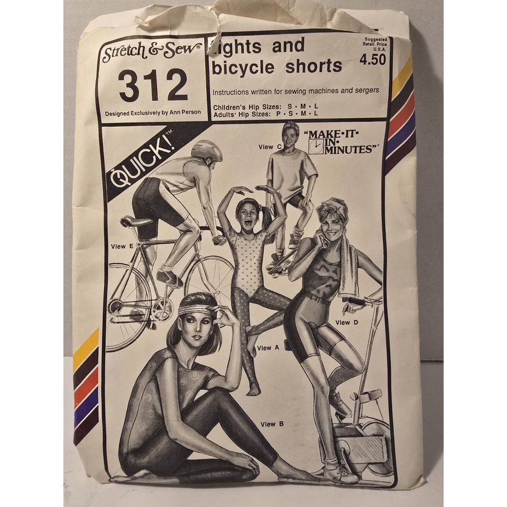 Stretch &‎ Sew 312 Pattern Tights & Bike Shorts S M L Vintage Ann Person